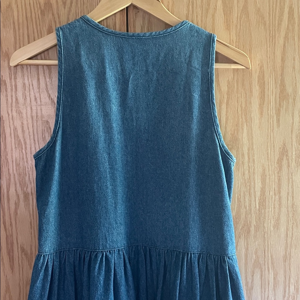 Beaton Linen Gather Dress in denim - Picture 7 of 8